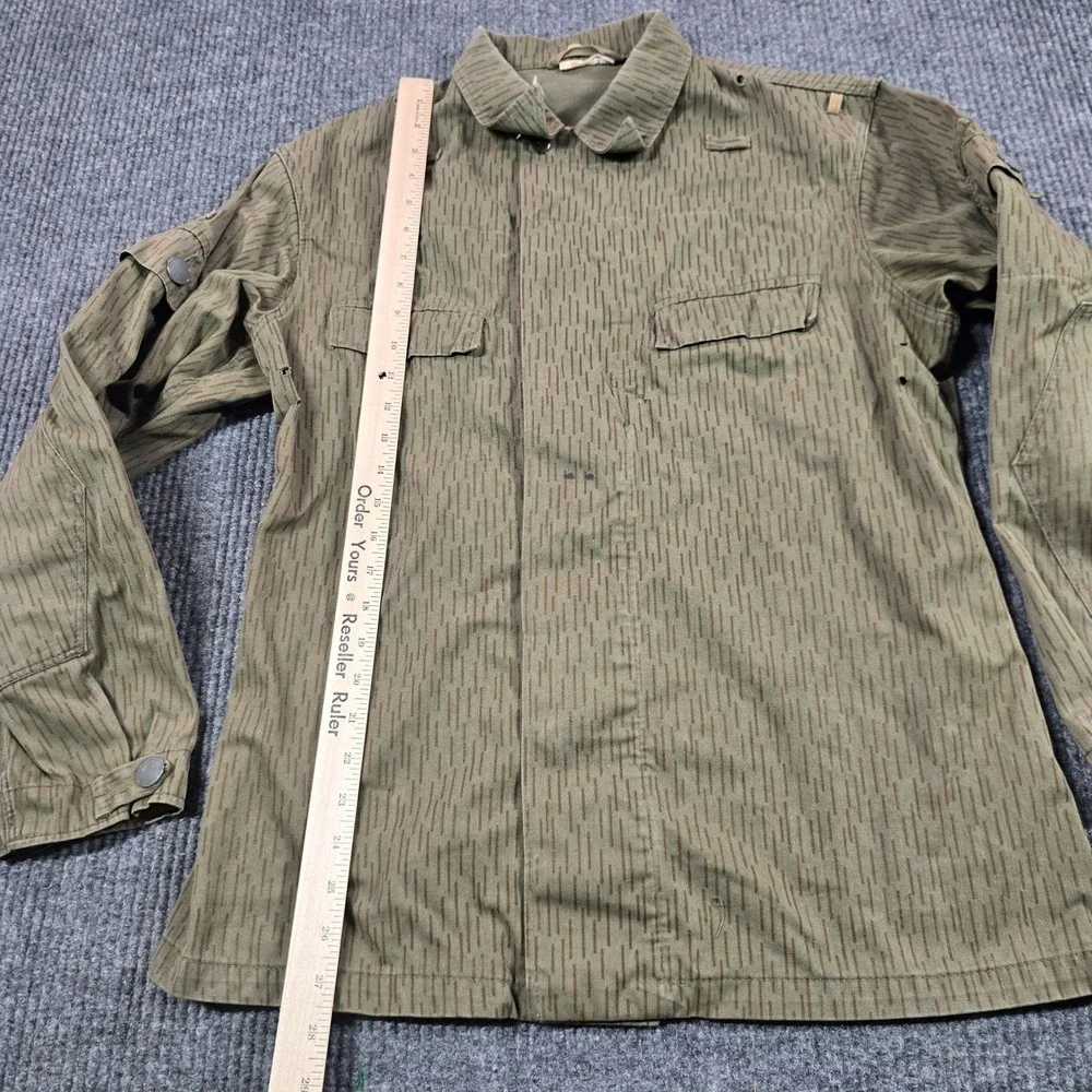 Vintage Military Jacket Mens G48 Green Rain Camo Cotton Button Front Army